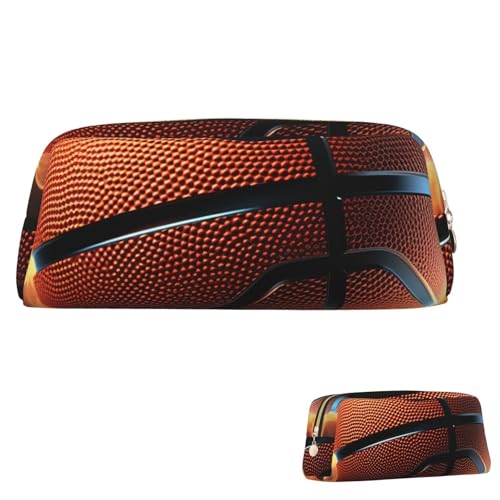 Leder-Federmäppchen, niedliches Federmäppchen, mit Reißverschluss, ästhetisches Stifteetui, 3D-Basketball-Kosmetik-Make-up-Tasche für Männer, gold, Einheitsgröße von LPSRTWE