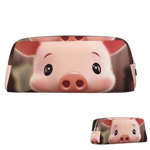 Leder-Federmäppchen, niedliches Federmäppchen mit Reißverschluss, ästhetisches Federmäppchen, niedliches Tier, Kosmetiktasche, Make-up-Tasche für Männer und Frauen, gold, Einheitsgröße von LPSRTWE