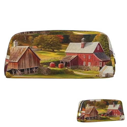 Leder-Federmäppchen, niedliches Federmäppchen mit Reißverschluss, ästhetisches Stifteetui, Landhausstil, Kosmetiktasche, Make-up-Tasche für Männer und Frauen, silber, Einheitsgröße von LPSRTWE