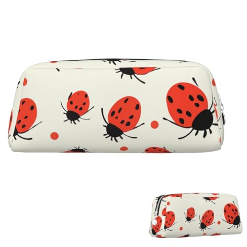 Leder-Federmäppchen, niedliches Federmäppchen mit Reißverschluss, ästhetisches Stifteetui, Marienkäfer-Muster, unendlich gesprenkelt, Kosmetiktasche für Damen und Herren, silber, Einheitsgröße von LPSRTWE