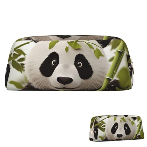 Leder-Federmäppchen, niedliches Federmäppchen mit Reißverschluss, ästhetisches Stifteetui, Panda, Kosmetiktasche, Make-up-Tasche für Männer und Frauen, gold, Einheitsgröße von LPSRTWE