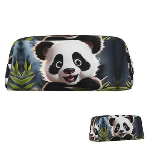 Leder-Federmäppchen, niedliches Federmäppchen mit Reißverschluss, ästhetisches Stifteetui, niedlicher Panda, Kosmetiktasche, Make-up-Tasche für Männer und Frauen, gold, Einheitsgröße Leder-Federmäppchen, niedliches Federmäppchen mit Reißverschluss, ästhetisches Stifteetui, niedlicher Panda, Kosmetiktasche, Make-up-Tasche für Männer und Frauen, gold, Einheitsgröße von LPSRTWE