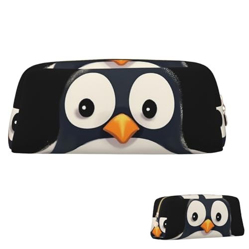 Leder-Federmäppchen, niedliches Federmäppchen mit Reißverschluss, ästhetisches Stifteetui, niedlicher Pinguin, Kosmetiktasche, Make-up-Tasche für Männer und Frauen, gold, Einheitsgröße Leder-Federmäppchen, niedliches Federmäppchen mit Reißverschluss, ästhetisches Stifteetui, niedlicher Pinguin, Kosmetiktasche, Make-up-Tasche für Männer und Frauen, gold, Einheitsgröße von LPSRTWE