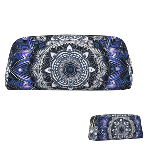 Leder-Federmäppchen, niedliches Federmäppchen mit Reißverschluss, ästhetisches Stifteetui, rechteckig, Mandala, Kosmetiktasche, Make-up-Tasche für Männer und Frauen, gold, Einheitsgröße Leder-Federmäppchen, niedliches Federmäppchen mit Reißverschluss, ästhetisches Stifteetui, rechteckig, Mandala, Kosmetiktasche, Make-up-Tasche für Männer und Frauen, gold, Einheitsgröße von LPSRTWE