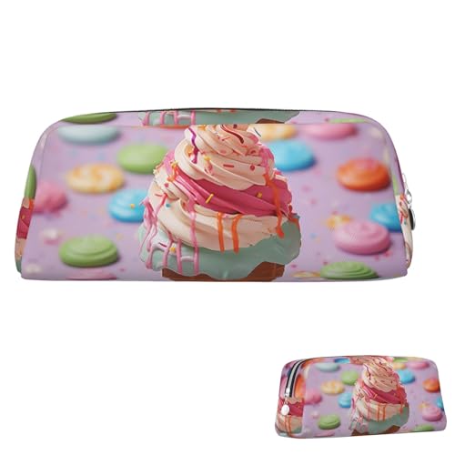 Leder-Federmäppchen, niedliches Federmäppchen mit Reißverschluss, ästhetisches Stifteetui, viele Farben, Eiscreme, Kosmetik, Make-up-Tasche für Männer und Frauen, silber, Einheitsgröße Leder-Federmäppchen, niedliches Federmäppchen mit Reißverschluss, ästhetisches Stifteetui, viele Farben, Eiscreme, Kosmetik, Make-up-Tasche für Männer und Frauen, silber, Einheitsgröße von LPSRTWE