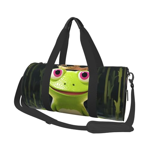 Reisetasche, leicht, Handgepäck, Wochenendtasche, Übernachtungstasche, Krone, Frosch, Sporttasche, Turn-Rucksack mit verstellbarem Riemen, Krankenhaustasche, faltbare Gepäcktasche für Damen und Herren von LPSRTWE