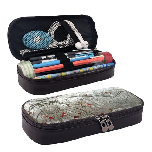 LPWTYCBV Bedrucktes Federmäppchen aus Leder mit Birkenbäumen und Reißverschluss, sehr geeignet für den täglichen Gebrauch., Schwarz , Einheitsgröße, Kosmetiktasche von LPWTYCBV