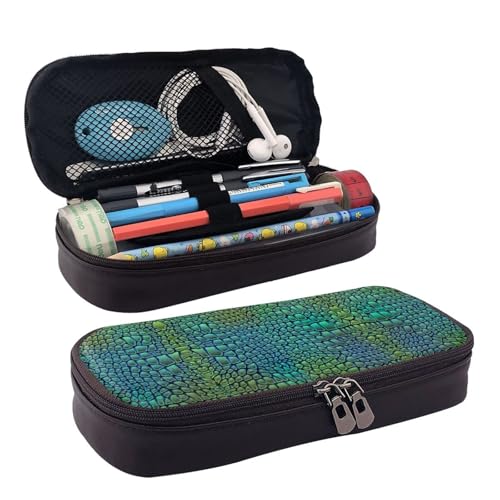 LPWTYCBV Bedrucktes Leder-Federmäppchen mit Krokodilleder-Motiv mit Reißverschluss, sehr geeignet für den täglichen Gebrauch., Schwarz , Einheitsgröße, Kosmetiktasche von LPWTYCBV