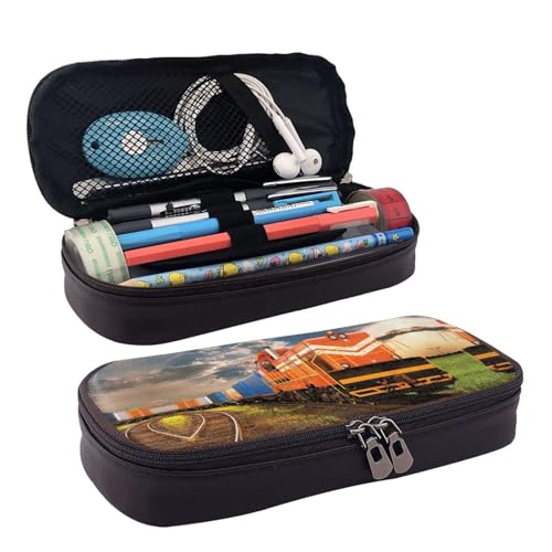 LPWTYCBV Bedrucktes Leder-Federmäppchen mit Reißverschluss, sehr geeignet für den täglichen Gebrauch., Schwarz , Einheitsgröße, Kosmetiktasche von LPWTYCBV