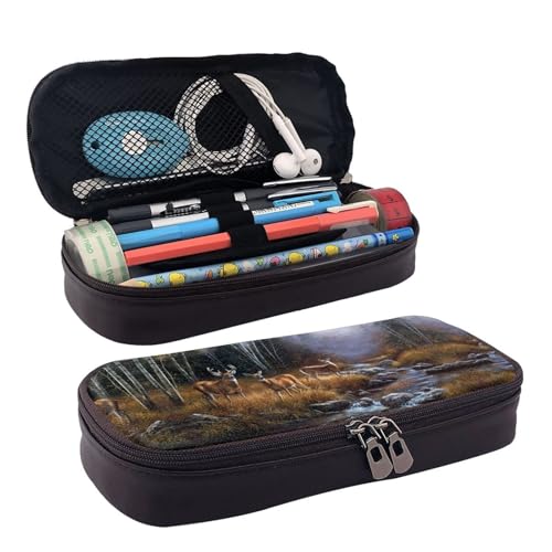 LPWTYCBV Bedrucktes Leder-Federmäppchen mit Reißverschluss, sehr geeignet für den täglichen Gebrauch., Schwarz , Einheitsgröße, Kosmetiktasche von LPWTYCBV