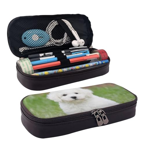 LPWTYCBV Bichon Frisé-Hunde-Federmäppchen mit Reißverschluss, sehr geeignet für den täglichen Gebrauch., Schwarz , Einheitsgröße, Kosmetiktasche von LPWTYCBV