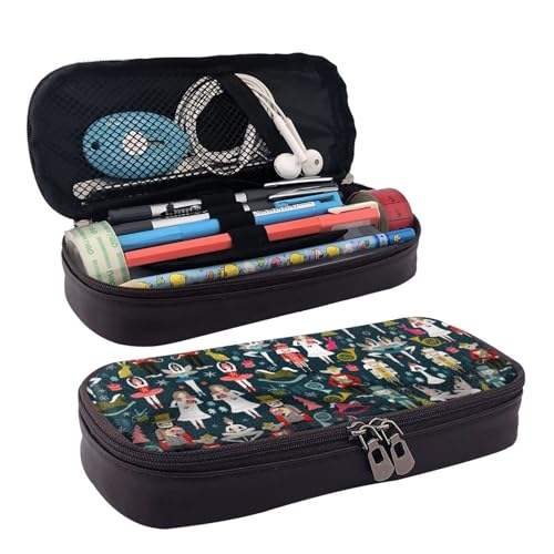 LPWTYCBV Damen Federmäppchen mit Nussknacker-Ballett-Muster, bedruckt, Leder, mit Reißverschluss, sehr geeignet für den täglichen Gebrauch., Schwarz , Einheitsgröße, Kosmetiktasche von LPWTYCBV