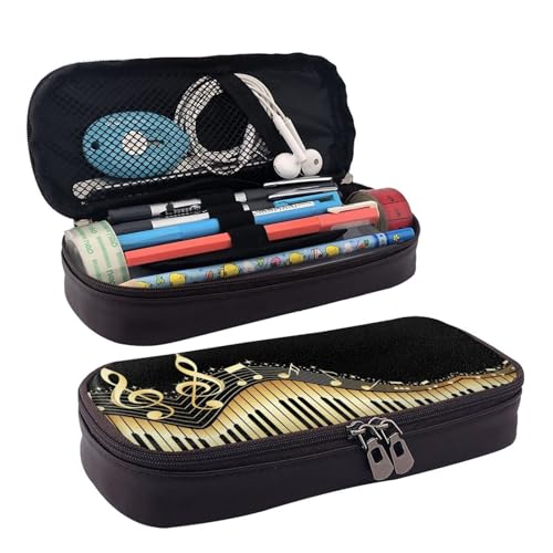 LPWTYCBV Das Federmäppchen aus Leder mit Musikdruck und Reißverschluss ist sehr geeignet für den täglichen Gebrauch., Schwarz , Einheitsgröße, Kosmetiktasche von LPWTYCBV