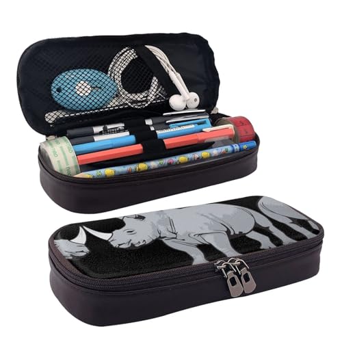 LPWTYCBV Das Federmäppchen aus Leder mit Tiermotiv und Reißverschluss ist sehr geeignet für den täglichen Gebrauch., Schwarz , Einheitsgröße, Kosmetiktasche von LPWTYCBV