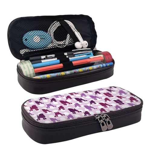 LPWTYCBV Das Federmäppchen aus Leder mit violettem Pudelmuster und Reißverschluss ist sehr geeignet für den täglichen Gebrauch., Schwarz , Einheitsgröße, Kosmetiktasche LPWTYCBV Das Federmäppchen aus Leder mit violettem Pudelmuster und Reißverschluss ist sehr geeignet für den täglichen Gebrauch., Schwarz , Einheitsgröße, Kosmetiktasche von LPWTYCBV