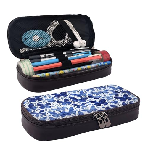 LPWTYCBV Das blaue Federmäppchen aus Leder mit Schmetterlingsmotiv und Reißverschluss ist sehr geeignet für den täglichen Gebrauch., Schwarz , Einheitsgröße, Kosmetiktasche LPWTYCBV Das blaue Federmäppchen aus Leder mit Schmetterlingsmotiv und Reißverschluss ist sehr geeignet für den täglichen Gebrauch., Schwarz , Einheitsgröße, Kosmetiktasche von LPWTYCBV