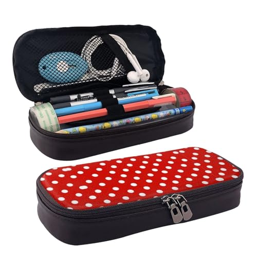LPWTYCBV Das gepunktete Federmäppchen aus Leder mit Reißverschluss ist sehr geeignet für den täglichen Gebrauch., Schwarz , Einheitsgröße, Kosmetiktasche von LPWTYCBV