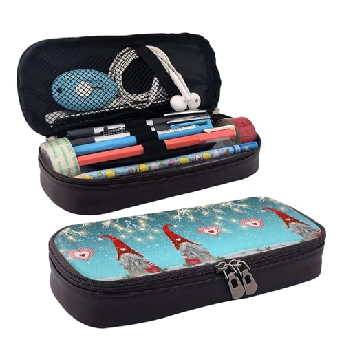 LPWTYCBV Das traditionelle Weihnachts-Federmäppchen aus Leder mit Zwergenmotiv und Reißverschluss ist sehr geeignet für den täglichen Gebrauch., Schwarz , Einheitsgröße, Kosmetiktasche von LPWTYCBV