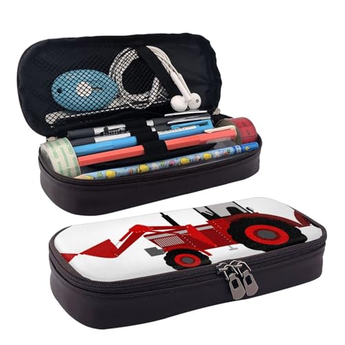 LPWTYCBV Federmäppchen aus Leder mit Cartoon-Traktor und Reißverschluss, sehr geeignet für den täglichen Gebrauch., Schwarz , Einheitsgröße, Kosmetiktasche von LPWTYCBV