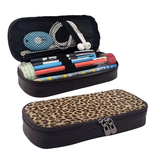 LPWTYCBV Federmäppchen aus Leder mit Leopardenmuster und Reißverschluss, sehr geeignet für den täglichen Gebrauch., Schwarz , Einheitsgröße, Kosmetiktasche von LPWTYCBV