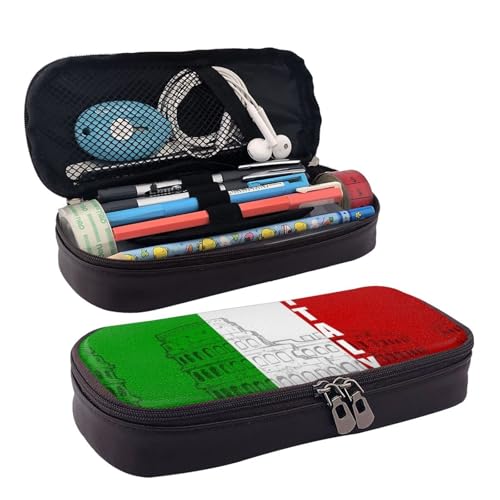 LPWTYCBV Federmäppchen aus Leder mit italienischer Flagge, bedruckt, mit Reißverschluss, sehr geeignet für den täglichen Gebrauch., Schwarz , Einheitsgröße, Kosmetiktasche LPWTYCBV Federmäppchen aus Leder mit italienischer Flagge, bedruckt, mit Reißverschluss, sehr geeignet für den täglichen Gebrauch., Schwarz , Einheitsgröße, Kosmetiktasche von LPWTYCBV