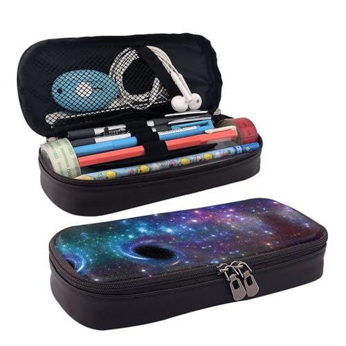 LPWTYCBV Galaxy bedrucktes Leder-Federmäppchen mit Reißverschluss ist sehr geeignet für den täglichen Gebrauch., Schwarz , Einheitsgröße, Kosmetiktasche von LPWTYCBV