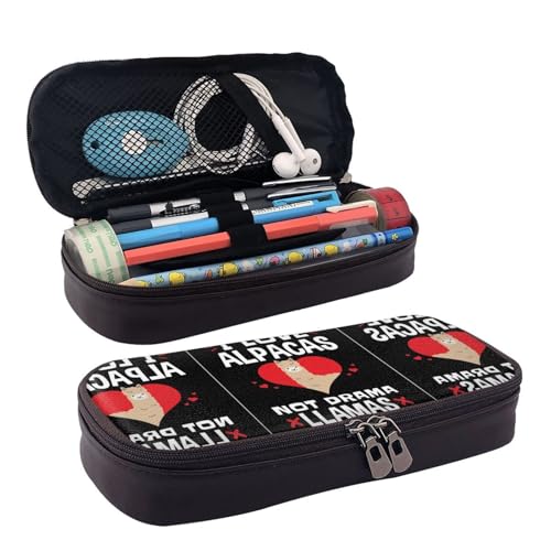 LPWTYCBV I Love Alpacas bedrucktes Leder-Federmäppchen mit Reißverschluss, sehr geeignet für den täglichen Gebrauch., Schwarz , Einheitsgröße, Kosmetiktasche von LPWTYCBV