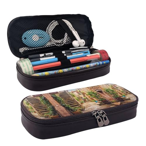 LPWTYCBV Italienisches Federmäppchen aus Leder mit Reißverschluss ist sehr geeignet für den täglichen Gebrauch., Schwarz , Einheitsgröße, Kosmetiktasche von LPWTYCBV