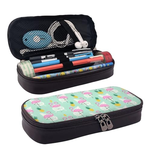 LPWTYCBV Pinkes Federmäppchen aus Leder mit Flamingo-Ananas-Motiv, mit Reißverschluss, sehr geeignet für den täglichen Gebrauch., Schwarz , Einheitsgröße, Kosmetiktasche LPWTYCBV Pinkes Federmäppchen aus Leder mit Flamingo-Ananas-Motiv, mit Reißverschluss, sehr geeignet für den täglichen Gebrauch., Schwarz , Einheitsgröße, Kosmetiktasche von LPWTYCBV