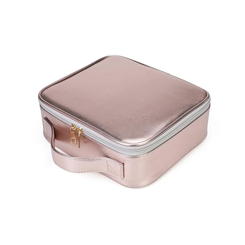 Rosa Perlglanz-Kosmetiktasche, Großräumige Schmuckbox Aus PU-Leder, Bestickte Nagelwerkzeugbox, Tragbare Handtasche Zur Aufbewahrung von LPXBHSW