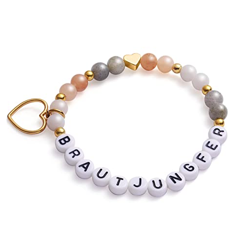 LParkin Brautjungfer Armband Brautjungfer Geschenk von der Braut Handmade Edelstein Perlen Stretch Armbänder von LParkin