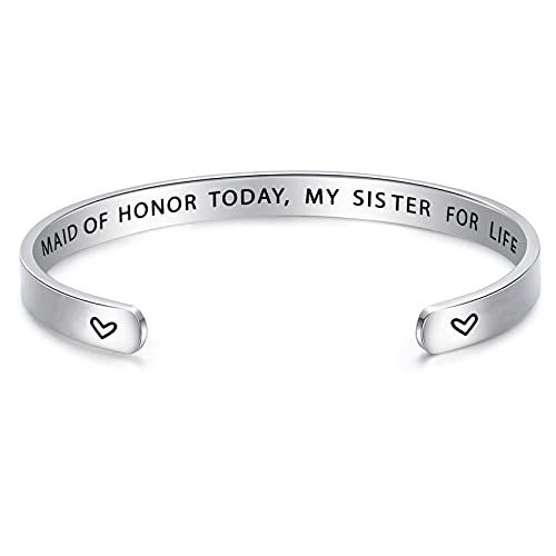 LParkin, Armband Für Frauen Rostfreier Stahl, Beschriftung auf der Innenseite: My Maid Of Honor Today, My Sister For Life“, Freundschaft Armband, Personalisierte Geschenke LParkin, Armband Für Frauen Rostfreier Stahl, Beschriftung auf der Innenseite: My Maid Of Honor Today, My Sister For Life“, Freundschaft Armband, Personalisierte Geschenke von LParkin