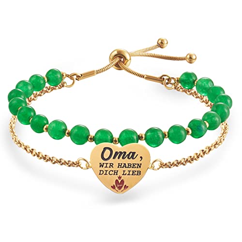 LParkin Oma Armband - Doppelt Geperlt, Rostfreier Stahl, Einstellbar, Bestes Geschenk für Oma von LParkin