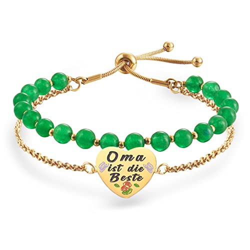LParkin Oma Armband - Doppelt Geperlt, Rostfreier Stahl, Einstellbar, Bestes Geschenk für Oma von LParkin
