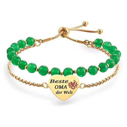 LParkin Oma Armband - Doppelt Geperlt, Rostfreier Stahl, Einstellbar, Bestes Geschenk für Oma von LParkin