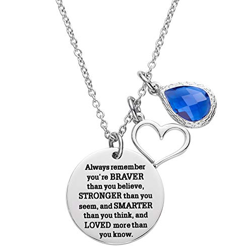 LParkin Halskette mit Aufschrift You are Braver Than You Believe Awareness, Geburtsstein, Abschlussgeschenk, beste Freundin, Ermutigung, von LParkin