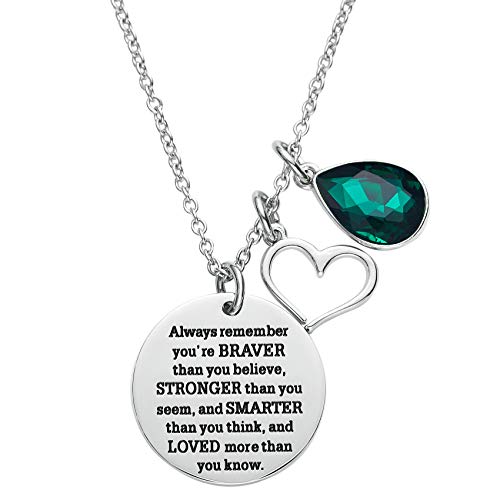 LParkin Halskette mit Aufschrift You Are Braver Than You Believe Awareness, Geburtsstein, Abschlussgeschenk, Beste Freundin, Ermutigung LParkin Halskette mit Aufschrift You Are Braver Than You Believe Awareness, Geburtsstein, Abschlussgeschenk, Beste Freundin, Ermutigung von LParkin