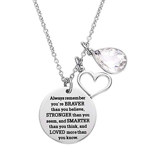 LParkin Halskette mit Aufschrift You are Braver Than You Believe Awareness, Geburtsstein, Abschlussgeschenk, beste Freundin, Ermutigung von LParkin