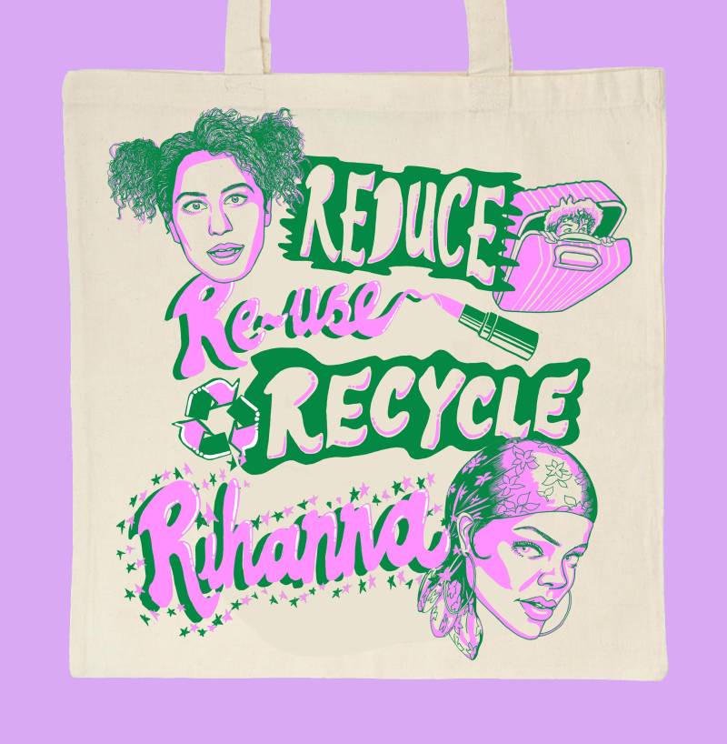 Reduzieren Sie Wiederverwendung Recycle Rihanna // Breite Stadt Ilana 100% Bio-Baumwolltasche von LPascalIllustration