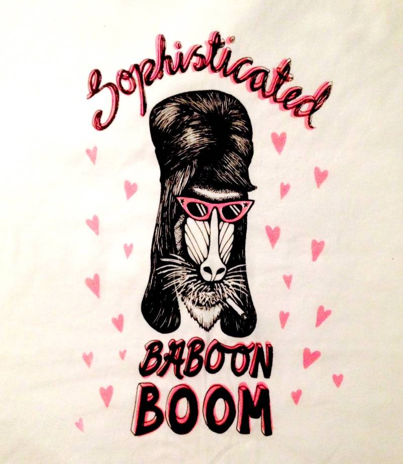 Sophisticated Baboon Boom // Schwarz & Pink Auf Weiß Siebdruck Shirt Sophisticated Baboon Boom // Schwarz & Pink Auf Weiß Siebdruck Shirt von LPascalIllustration