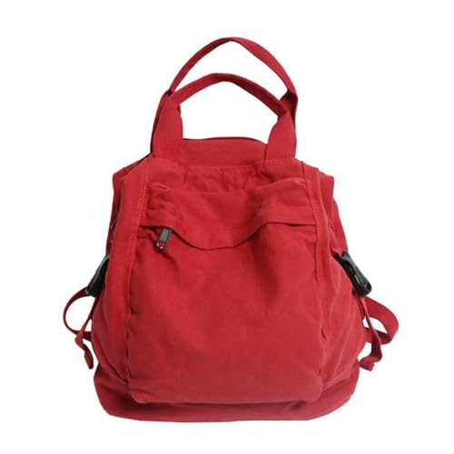 LQHYDMS Schulrucksack Frauen Rucksack Canvas Mädchen Stoff Schultasche College Student Vintage Weibliche Laptop Tasche Reise Kawaii Damen Rucksack-rot von LQHYDMS
