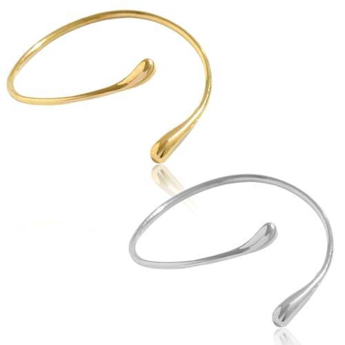 LQIOACU 2 Stück Armreif Gold Oberarmreif Gold Armreifen Damen Spiral-Armmanschette für Damen Silber von LQIOACU