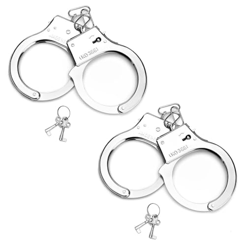 LQIOACU 2 Stück Handschellen Kinder, Polizei Handschellen, Handschellen Lock mit 4 Schlüssel, für Räuber und Gendarm Spielen von LQIOACU
