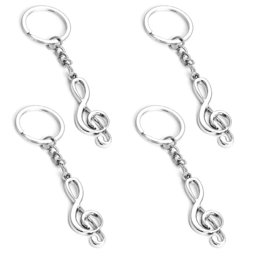 LQIOACU 4 Stück Schlüsselanhänger Musik, Musik Geschenk, Geschenke für Musiker, Musiknote Schlüsselanhänger Metall Schlüsselanhänger von LQIOACU