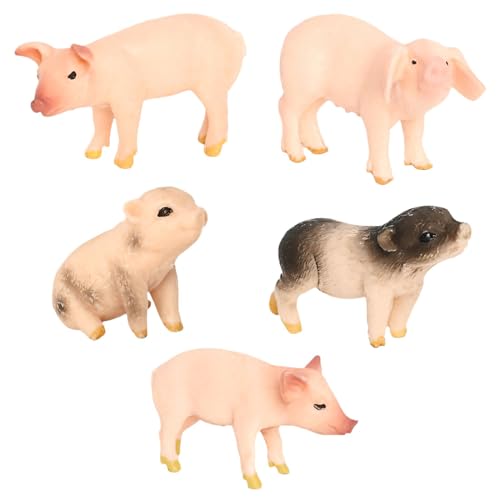LQIOACU 5 Stück Schwein Kuscheltier Schweinchen Spiel Bauernhoftiere Plastikschwein Figuren Bauernhof Tiere Spielzeug Kuchen Topper Bildung Geburtstag Geschenk Für Kinder Kleinkinder von LQIOACU