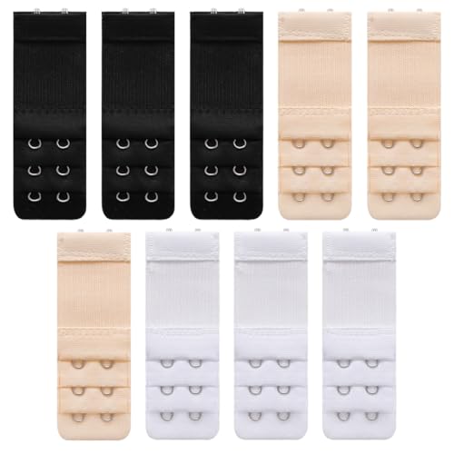 LQIOACU 9 Pcs Bh Verlängerung Bh Erweiterung Bh Verschluss Verlängerung Elastisches Verlängerungs-Set 2/3 Haken Weiß+Schwarz+Beige von LQIOACU