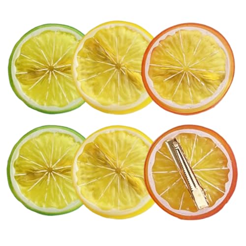 LQIOACU Haarspangen Gelb Haarklammern Mädchen Damen Süß Obst Haar Accessoires Für Fasching Karneval Party, 6 Stück von LQIOACU