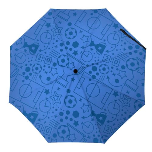 LQIOFHN Automatisch Faltbarer Regenschirm Fußball-Elemente Tragbare Regenschirme Uv-Sonnenschutz-Regenschirm Winddichter Reiseschirm von LQIOFHN