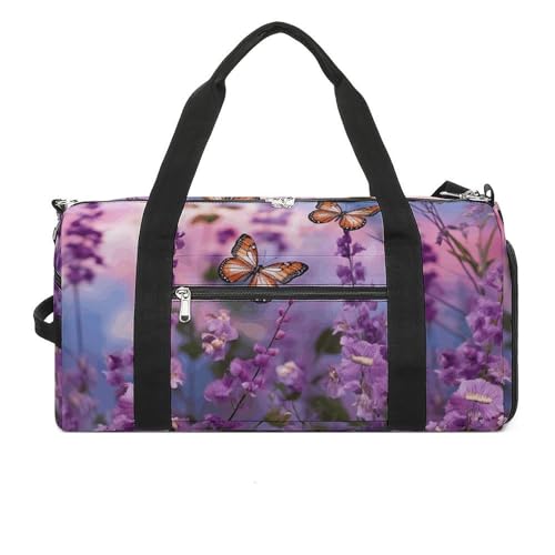 Fitness Tasche, Lavendel und Schmetterlinge Druck Wiederverwendbare Turnbeutel Sport Reise Fitness Tasche Essentials Gym Bag mit Schuhfach, Style, One Size, Stil:, Einheitsgröße Fitness Tasche, Lavendel und Schmetterlinge Druck Wiederverwendbare Turnbeutel Sport Reise Fitness Tasche Essentials Gym Bag mit Schuhfach, Style, One Size, Stil:, Einheitsgröße von LQPMNK