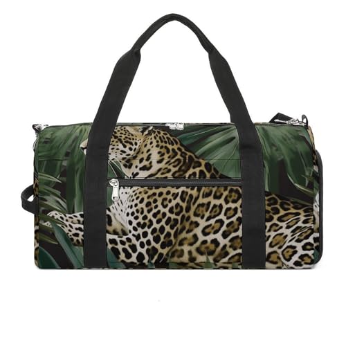 Fitness Tasche, Leopard Palmblatt Druck Wiederverwendbar Turnbeutel Sport Reise Fitness Tasche Essentials Gym Bag mit Schuhfach, Stil, One Size, Stil:, Einheitsgröße Fitness Tasche, Leopard Palmblatt Druck Wiederverwendbar Turnbeutel Sport Reise Fitness Tasche Essentials Gym Bag mit Schuhfach, Stil, One Size, Stil:, Einheitsgröße von LQPMNK